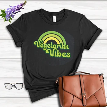 Vegetable Vibes Tee, Vegetarian T-shirt, Animal Lover Shirt, Animal Activist Tee, Vegan T-shirt, Vegetarian Gift Shirt,  Funny Vegetarian Women's Favorite Fashion Cotton T-Shirt