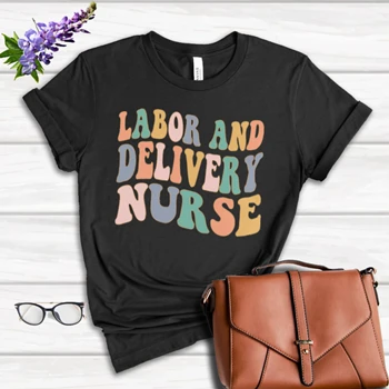 Labor and Delivery Nurse Design Tee, Delivery Nurse Clipart T-shirt, L&D Nurse Gift Shirt, Baby Nurse Tee, Nursing Design T-shirt,  Nursing School Gift Women's Favorite Fashion Cotton T-Shirt