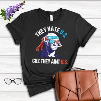 4th Of July Design Tee, Independence Day Clipart T-shirt, 4th Of July Gift Shirt,  They Hate Us Cuz They Ain't Us Funny 4th Of July Party Design Women's Favorite Fashion Cotton T-Shirt
