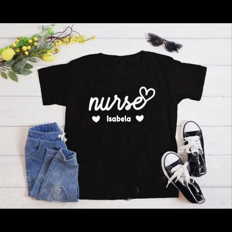 Personalized Nurse, Custom Nurse, Nurse, Nursing School, Nurse Gift, Cute Nurse, Nurse Heart- - Women's Favorite Fashion Cotton T-Shirt