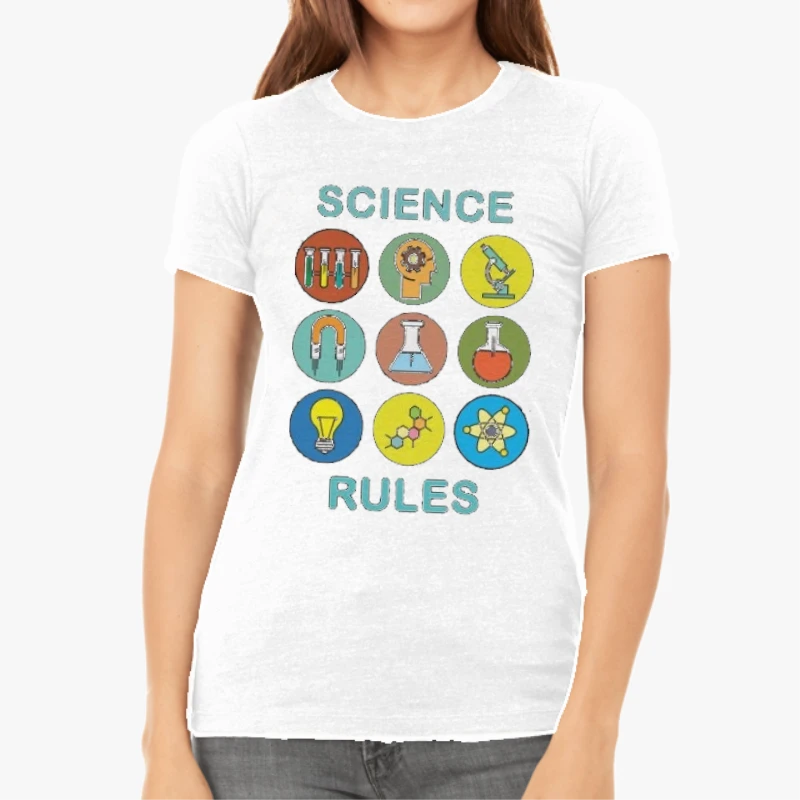SCIENCE RULES Clipart, Science Symbols Design, Eco-Friendly Graphic-White - Women's Favorite Fashion Cotton T-Shirt