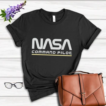 Nasa Command Pilot Design Tee,  Nasa Funny Pilot Graphic Women's Favorite Fashion Cotton T-Shirt