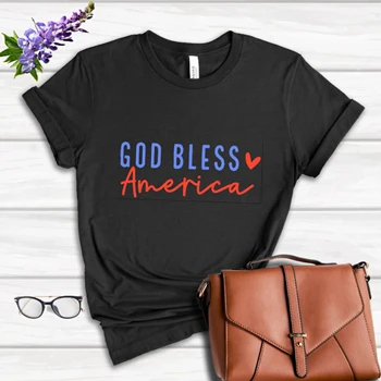 America Shirt Tee, 4th Of July Shirt T-shirt, Independence Day Shirt Shirt, God Bless America T shirt Tee,  Christian Shirts Women's Favorite Fashion Cotton T-Shirt