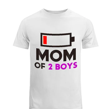 Mom of 2 Boys Tee, Gift from Son Mothers Day T-shirt,  Birthday Women Design Men's Fashion Cotton Crew T-Shirt