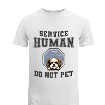 Personalized Service Human Do Not Pet Tee, Customized Sarcastic Dog Design T-shirt, Funny Dog Design Men's Fashion Cotton Crew T-Shirt