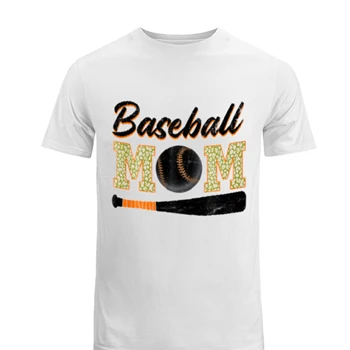 Baseball Mom Clipart Tee, mother day Graphic T-shirt,  Baseball Mom Design Men's Fashion Cotton Crew T-Shirt