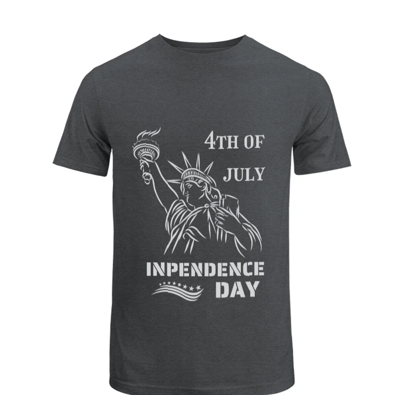 4th of July, Lady Liberty, Independence Day, Womens USA, Mens fourth of July, American Flag, Team USA- - Men's Fashion Cotton Crew T-Shirt