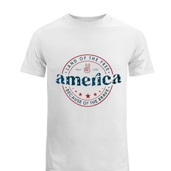 America Land Of The Free Because Of The Brave Tee, 4th of July T-shirt, Fourth of July shirt, Patriotic tshirt, Independence Day Tee,  Sublimation Men's Fashion Cotton Crew T-Shirt
