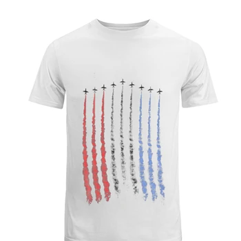 Red White Blue Air Force Flyover Men's Fashion Cotton Crew T-Shirt