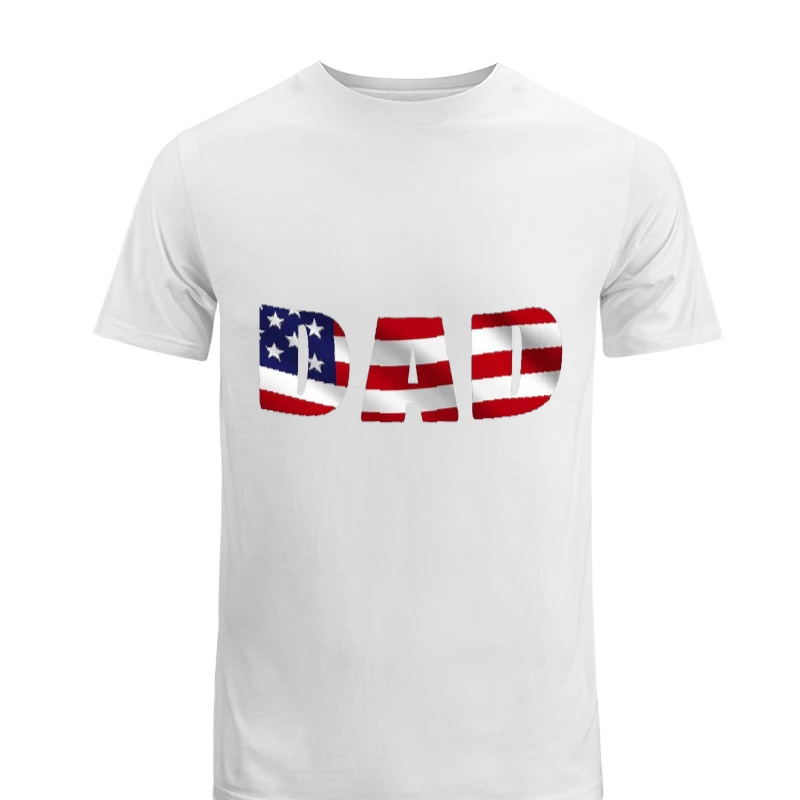 Copy of 4th of July, American Dad, 4th of July Dad, Freedom, Fourth Of July, Patriotic, Independence Day-White - Men's Fashion Cotton Crew T-Shirt