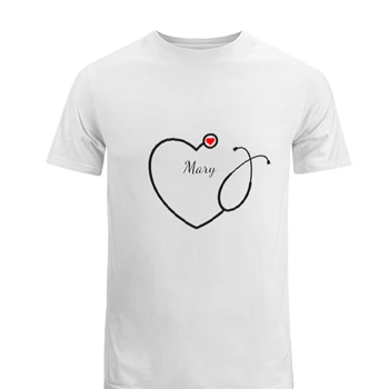 Custom Nurse Tee, Nursing School T-shirt, Nursing School shirt, Personalized Heart Stethoscope Men's Fashion Cotton Crew T-Shirt