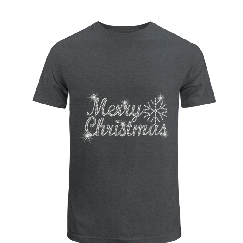 MERRY CHRISTMAS, crystal rhinestone design, Ladies fitted XMAS clipart- - Men's Fashion Cotton Crew T-Shirt