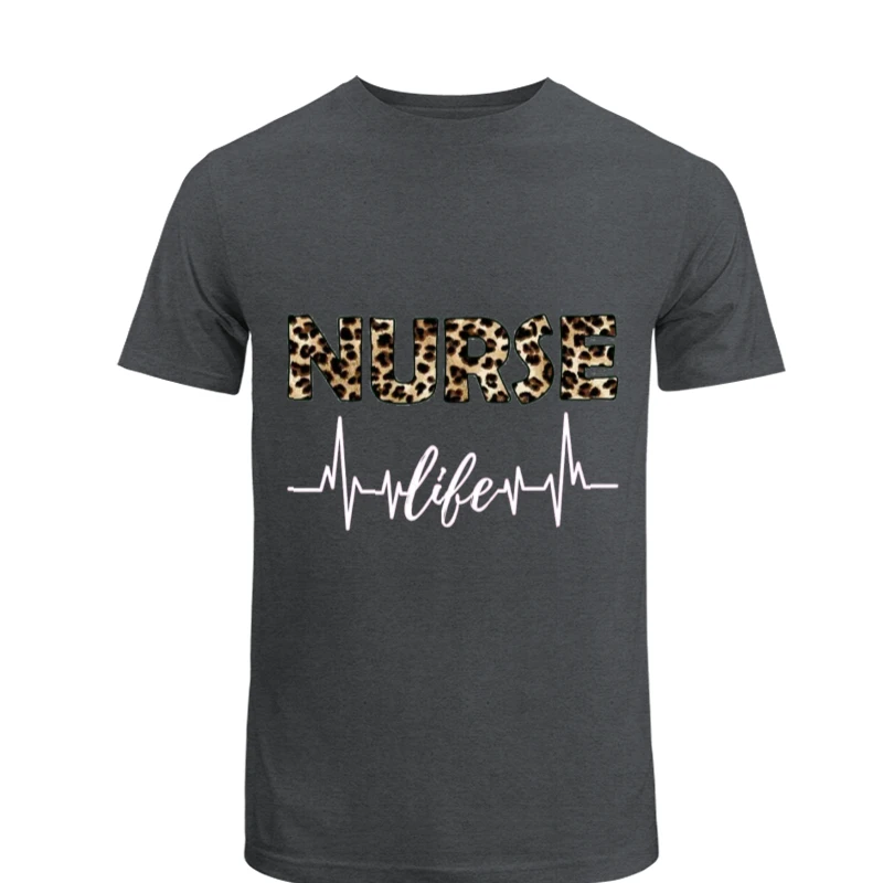 RN LPN Nurse Life, Leopard Cheetah Design, Nursing clipart- - Men's Fashion Cotton Crew T-Shirt