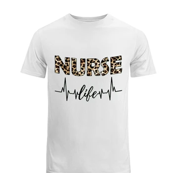 RN LPN Nurse Life Tee, Leopard Cheetah Design T-shirt,  Nursing clipart Men's Fashion Cotton Crew T-Shirt
