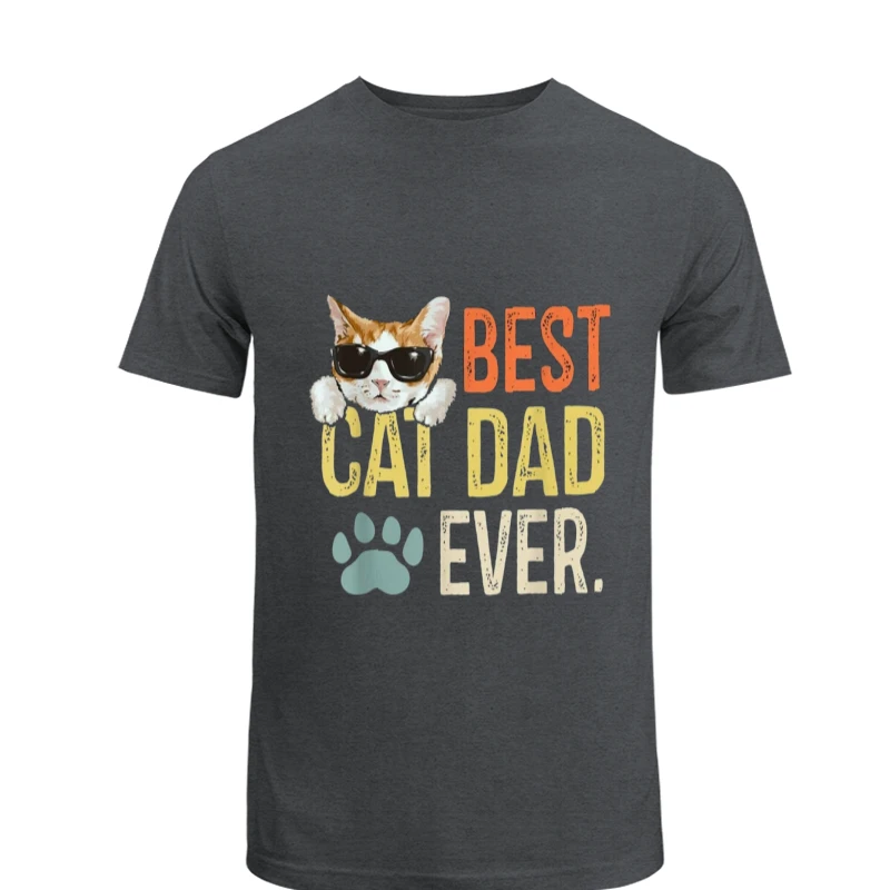 Best Cat Dad Ever, Funny Retro Cat Lover Fathers Day. Restro cat father day graphic- - Men's Fashion Cotton Crew T-Shirt