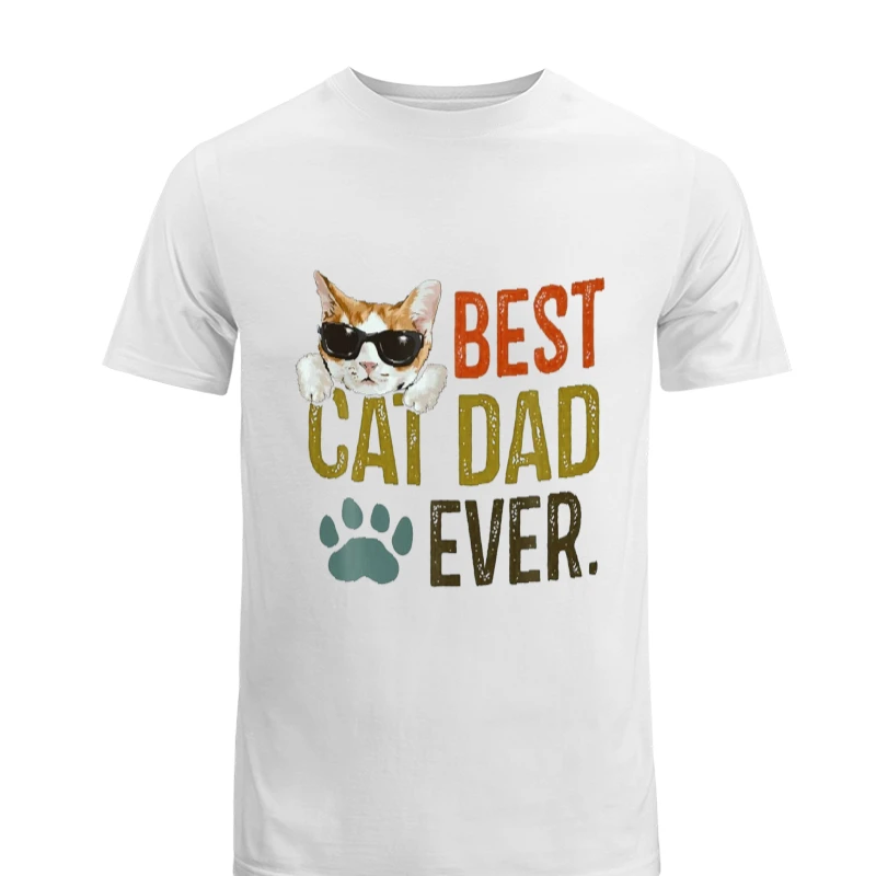 Best Cat Dad Ever, Funny Retro Cat Lover Fathers Day. Restro cat father day graphic-White - Men's Fashion Cotton Crew T-Shirt