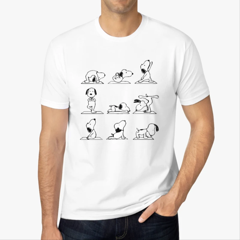 Yoga, Funny Yoga Dog, Cute Dog, Meditation, Namaste, Funny Namaste, Dog Lovers, Dog Gift-White - Men's Fashion Cotton Crew T-Shirt