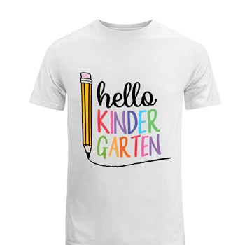 Hello Kindergarten Tee, Kindergarten Teacher T-shirt, First Day of School shirt, Back To School tshirt, First Grade Tee,  Students Men's Fashion Cotton Crew T-Shirt