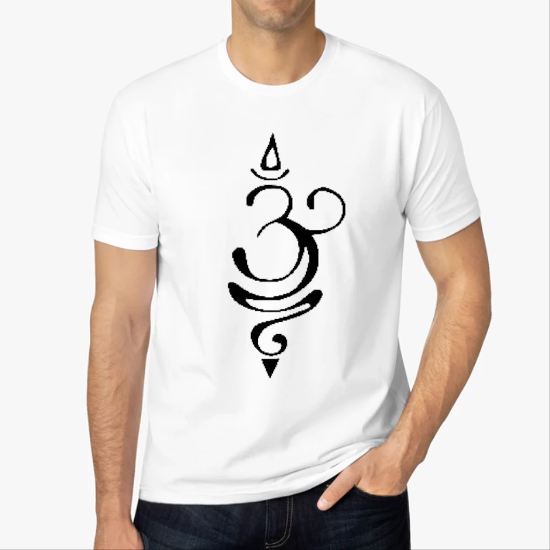 Om, Breath, Sanskrit, Zen, Yoga, Breath, Yogi Gift-White - Men's Fashion Cotton Crew T-Shirt