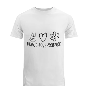 Peace love science design Tee, teacher clipart T-shirt,  science clipart Men's Fashion Cotton Crew T-Shirt