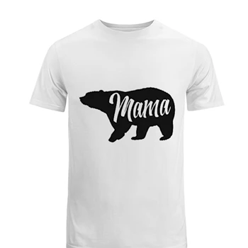 Mama Bear Clipart Tee, Cute Funny Best Mom of Boys Girls T-shirt,  Cool Mother Graphic Men's Fashion Cotton Crew T-Shirt