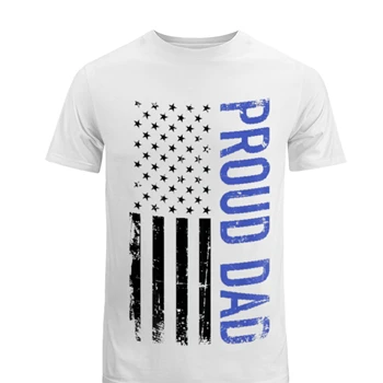 Proud dad design Tee,  US american flag father's day graphic Men's Fashion Cotton Crew T-Shirt