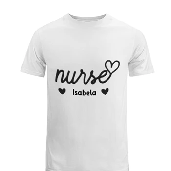 Personalized Nurse Tee, Custom Nurse T-shirt, Nurse shirt, Nursing School tshirt, Nurse Gift Tee, Cute Nurse T-shirt,  Nurse Heart Men's Fashion Cotton Crew T-Shirt