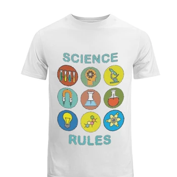 SCIENCE RULES Clipart Tee, Science Symbols Design T-shirt, Eco shirt, Friendly Graphic Men's Fashion Cotton Crew T-Shirt