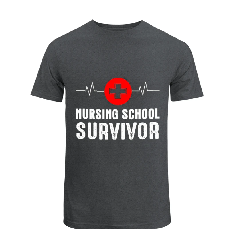 Nursing School Survivor Clipart,Medical Nurse Graduation Student- - Men's Fashion Cotton Crew T-Shirt