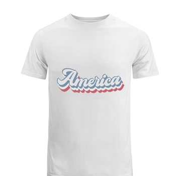 Retro America Tee, America T-shirt, Patriotic shirt, Memorial Day tshirt, Fourth of July Tee, USA T-shirt, Retro 4th of July shirt,  America Men's Fashion Cotton Crew T-Shirt