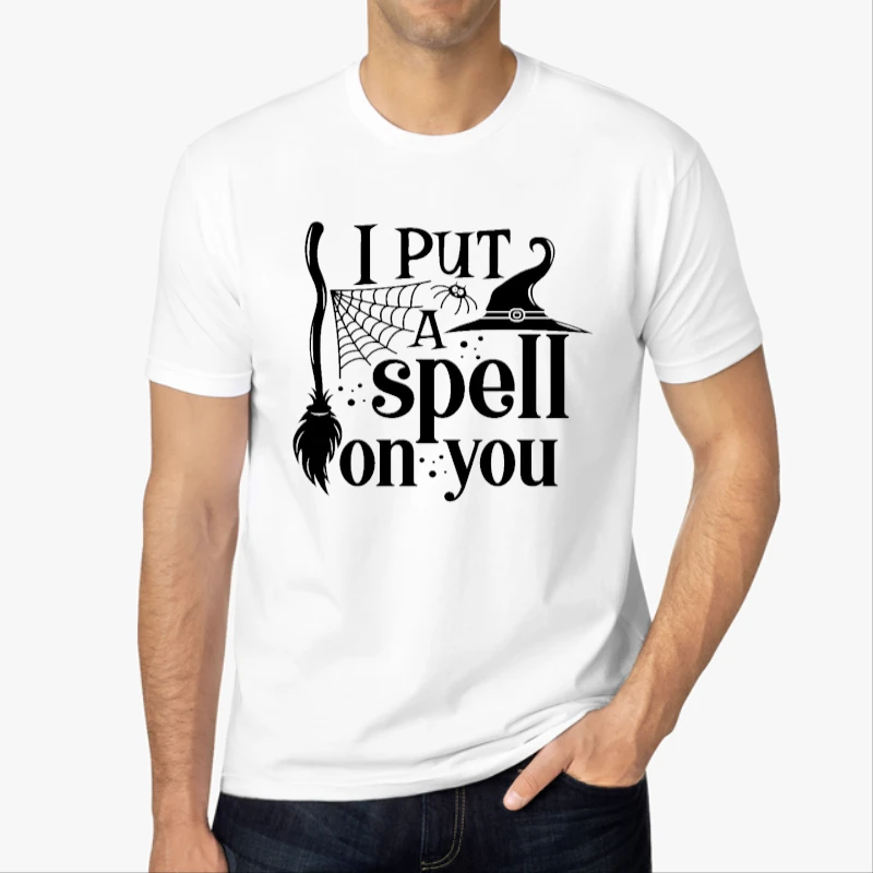 Halloween, I Put a Spell on You, Halloween, Halloween, Halloween, Funny, Fall, Witch-White - Men's Fashion Cotton Crew T-Shirt