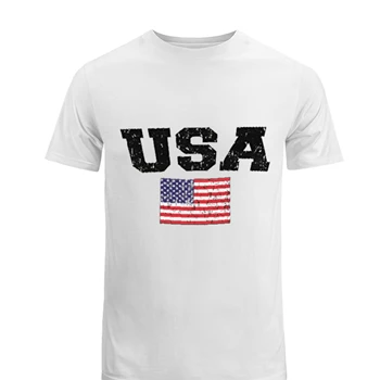 Faded Distressed USA Flag Juniors Men's Fashion Cotton Crew T-Shirt