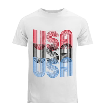 USA Funny Tee, Red White Blue Retro USA clipart T-shirt,  Cool USA Graphic Designs Men's Fashion Cotton Crew T-Shirt