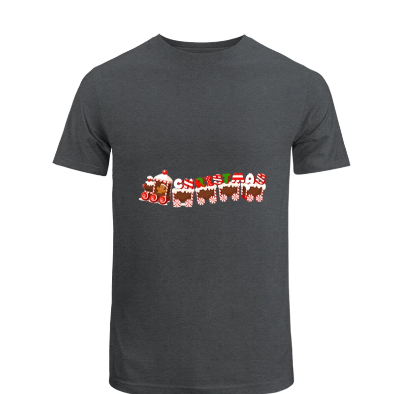 Christmas Candy Train,Merry Christmas clipart, Christmas train design, printable Christmas Decoration- - Men's Fashion Cotton Crew T-Shirt