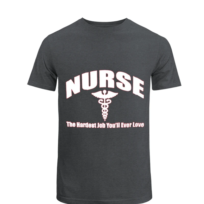 Nurse Clipart,Nursing The Hardest Job You Will Ever Love, RN LPN CNA Hospital Graphic- - Men's Fashion Cotton Crew T-Shirt