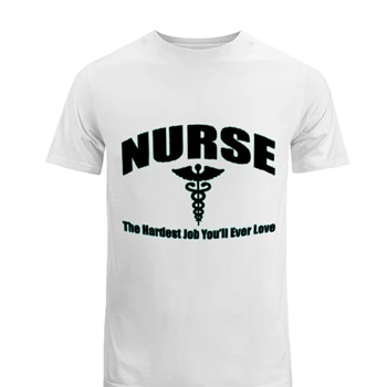Nurse Clipart Tee, Nursing The Hardest Job You Will Ever Love T-shirt,  RN LPN CNA Hospital Graphic Men's Fashion Cotton Crew T-Shirt