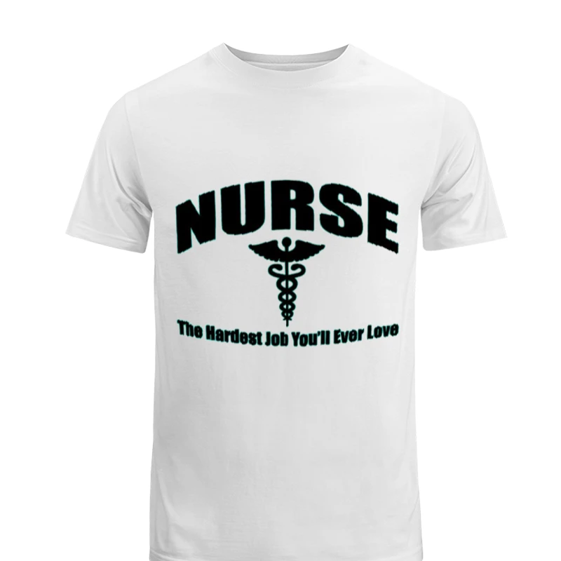 Nurse Clipart,Nursing The Hardest Job You Will Ever Love, RN LPN CNA Hospital Graphic-White - Men's Fashion Cotton Crew T-Shirt