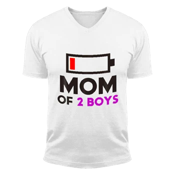 Mom of 2 Boys Tee, Gift from Son Mothers Day T-shirt,  Birthday Women Design Unisex Fashion Short Sleeve V-Neck T-Shirt