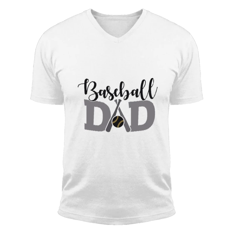 US BaseBall, Baseball Dad Design, Baseball Fan Dad, Dad Baseball Outfit, Fathers Day Gift For Baseball Dad, Gift For Baseball Dad, Sports Dad-White - Unisex Fashion Short Sleeve V-Neck T-Shirt