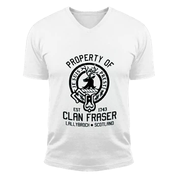 Property of Clan Foster Swea Tee, Lallybroch Scotland Swetie T-shirt, Outlander Book Series Shirt, Jamie Fraser Sweat Tee,  Outlander Tv Series Swetie Unisex Fashion Short Sleeve V-Neck T-Shirt