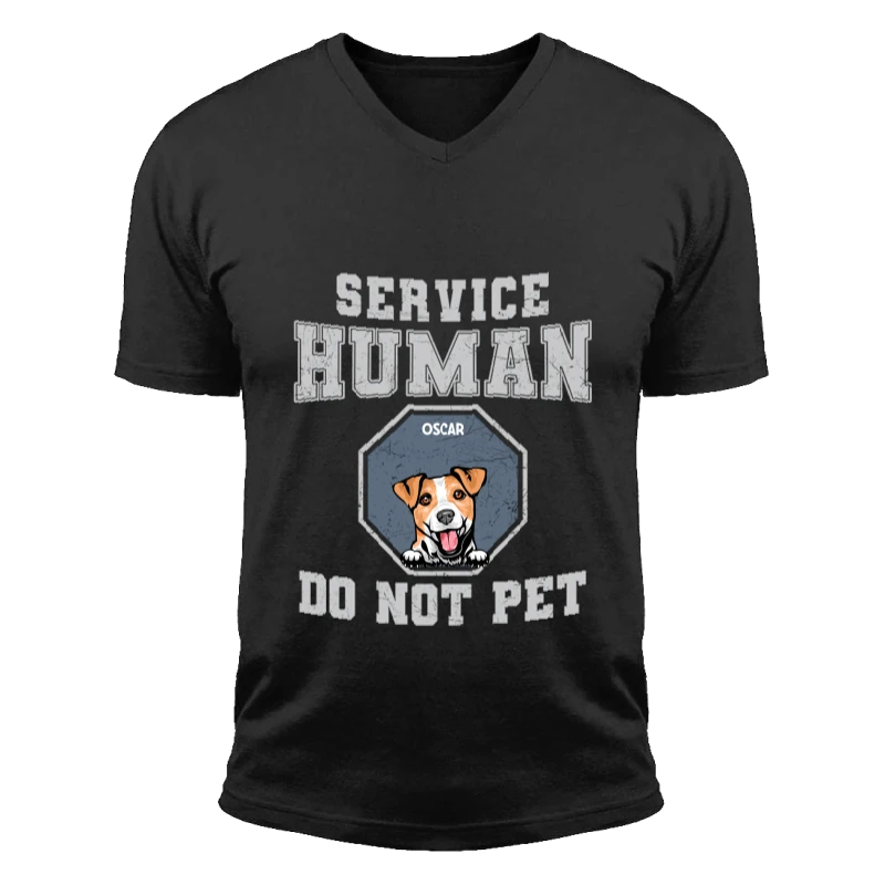 Personalized Service Human Do Not Pet, Customized Sarcastic Dog Design,Funny Dog Design- - Unisex Fashion Short Sleeve V-Neck T-Shirt