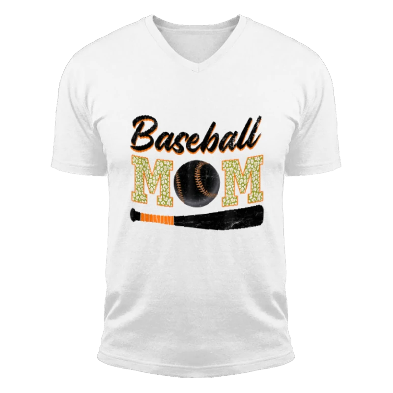 Baseball Mom Clipart, mother day Graphic, Baseball Mom Design-White - Unisex Fashion Short Sleeve V-Neck T-Shirt