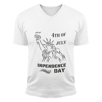 4th of July Tee, Lady Liberty T-shirt, Independence Day Shirt, Womens USA Tee, Mens fourth of July T-shirt, American Flag Shirt,  Team USA Unisex Fashion Short Sleeve V-Neck T-Shirt