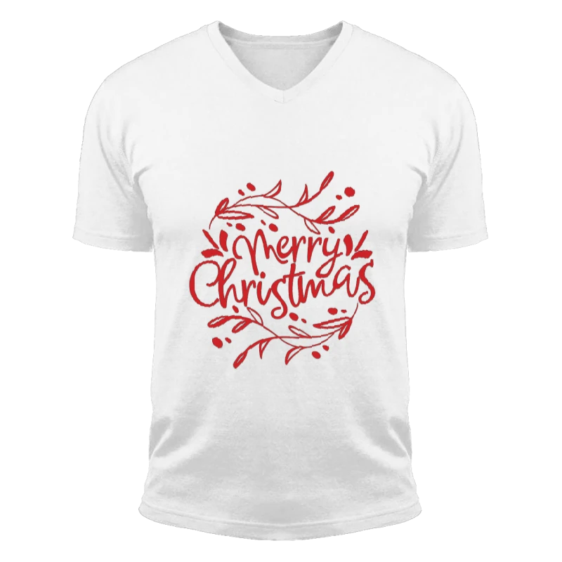 Christmas clipart, Merry Christmas Design, Merry xmas graphic,Matching Christmas-White - Unisex Fashion Short Sleeve V-Neck T-Shirt
