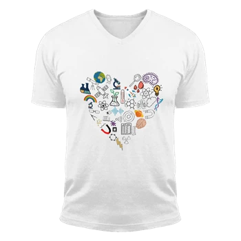 science heart Sweat clipart Tee, Stem heart design. science Student Gift T-shirt, Science graphic Shirt,  Technology student Unisex Fashion Short Sleeve V-Neck T-Shirt