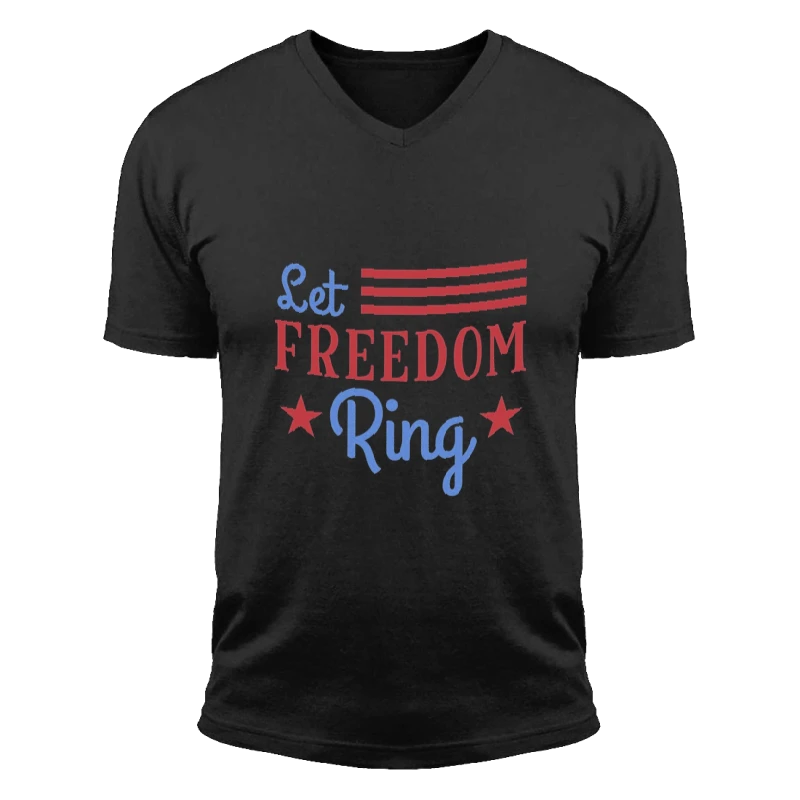 Let Freedom Ring, 4th Of July, Independence Day, Fourth Of July, American Flag, America Freedom- - Unisex Fashion Short Sleeve V-Neck T-Shirt