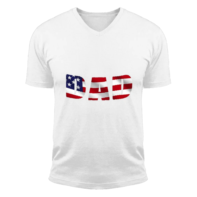 Copy of 4th of July, American Dad, 4th of July Dad, Freedom, Fourth Of July, Patriotic, Independence Day-White - Unisex Fashion Short Sleeve V-Neck T-Shirt
