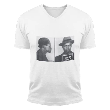 Malcolm X Mugshot Tee, Martin Luther King Black Activist Vintage Custom Print T-shirt, Homage Shirt,  Style Men Woman Unisex Fashion Short Sleeve V-Neck T-Shirt
