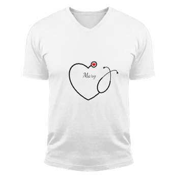 Custom Nurse Tee, Nursing School T-shirt, Nursing School Shirt, Personalized Heart Stethoscope Unisex Fashion Short Sleeve V-Neck T-Shirt
