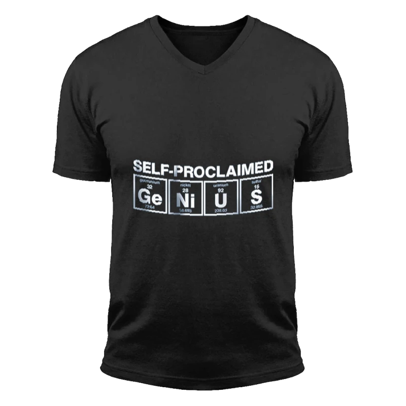 Self-Proclaimed,Funny Chemical Clipart,Cute Chemistry- - Unisex Fashion Short Sleeve V-Neck T-Shirt
